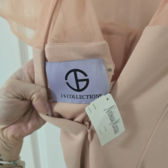 JS Collection Blush Roselle Bow Cocktail Midi Dress New Size 6 - Picture 5 of 6